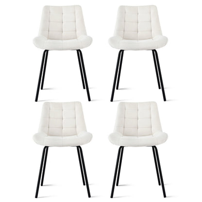 Artiss 4x Dining Chairs Velvet Tufted Kitchen Lounge Cafe Accent Chair Beige