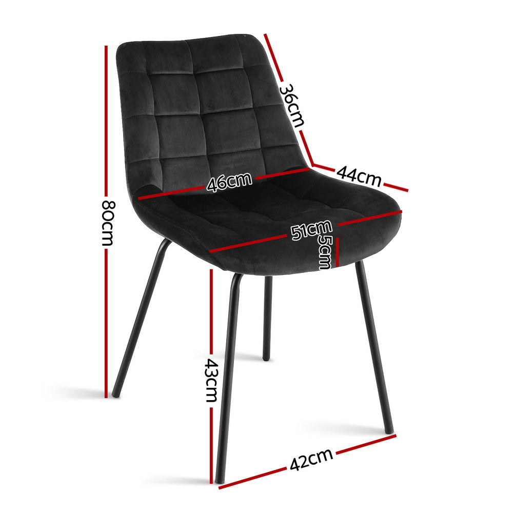 Artiss 4x Dining Chairs Velvet Tufted Kitchen Lounge Cafe Accent Chair Black