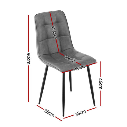 Artiss 4x Dining Chairs Retro PU Leather Kitchen Lounge Cafe Accent Chair Grey