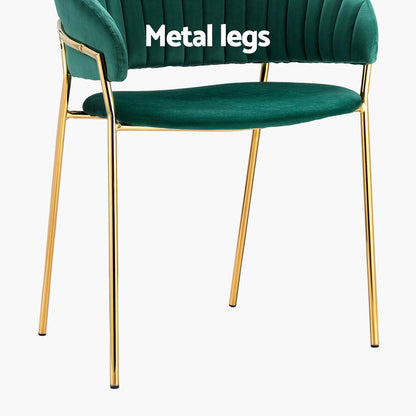 Artiss Dining Chairs Set of 4 Velvet Hollow Armchair Green