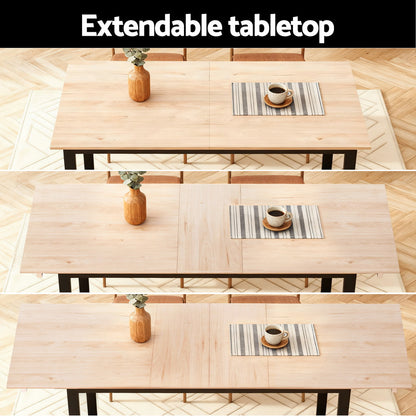Artiss 2M Extendable Dining Table Kitchen Cafe Lounge Restaurant Tables Natural
