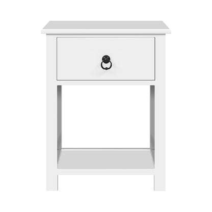Artiss 2 X Bedside Table 1 Drawer with Shelf - EMMA White