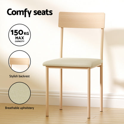 Artiss Dining Table and Chairs Set of 5 Compact Kitchen Furniture Natural Beige