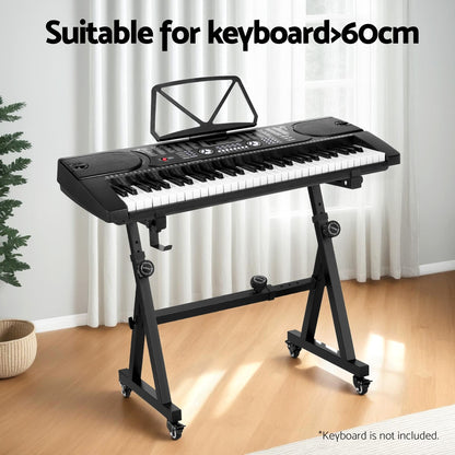 Alpha Heavy Duty Adjustable Piano Stand with Lockable Wheels Z-Stand Black