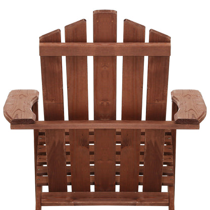Gardeon Adirondack Outdoor Chairs Wooden Beach Chair Patio Furniture Garden Brown