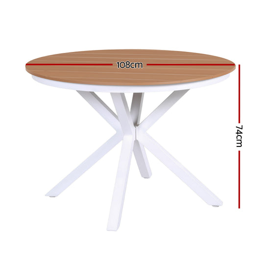 Gardeon Outdoor Dining Table 108CM Aluminum Frame WPC Top Desk Patio Furniture
