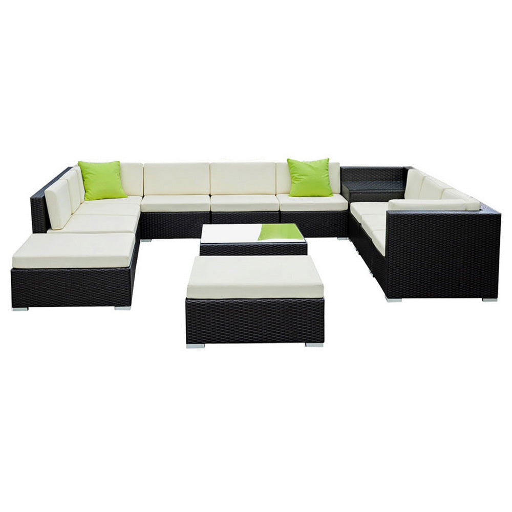 Gardeon 13-Piece Outdoor Sofa Set Wicker Couch Lounge Setting Cover