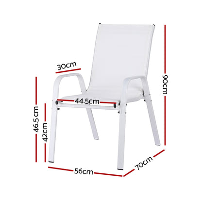 Gardeon 6PC Outdoor Dining Chairs Stackable Lounge Chair Patio Furniture White