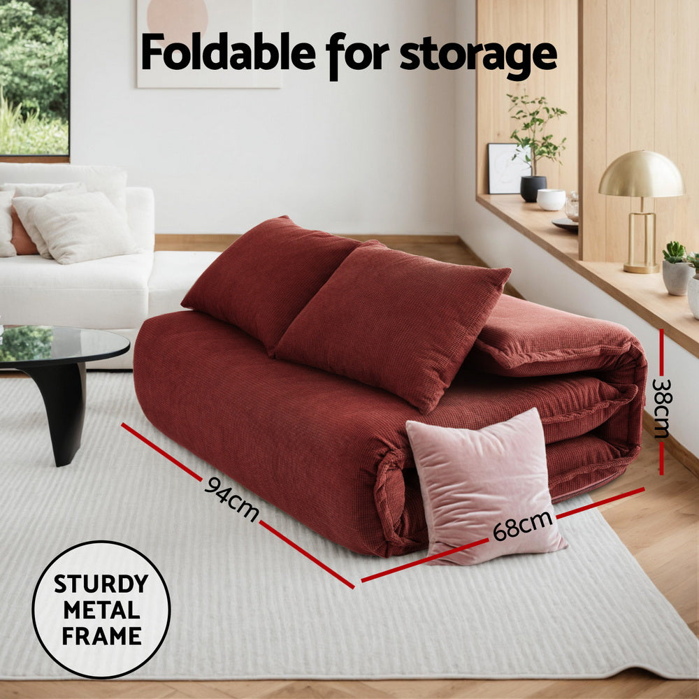 Artiss Floor Lounge Sofa Bed Foldable 2 Seater Orange