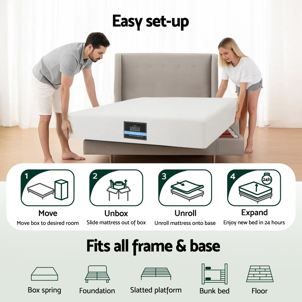 Giselle 20cm Memory Foam Mattress Green Tea Single
