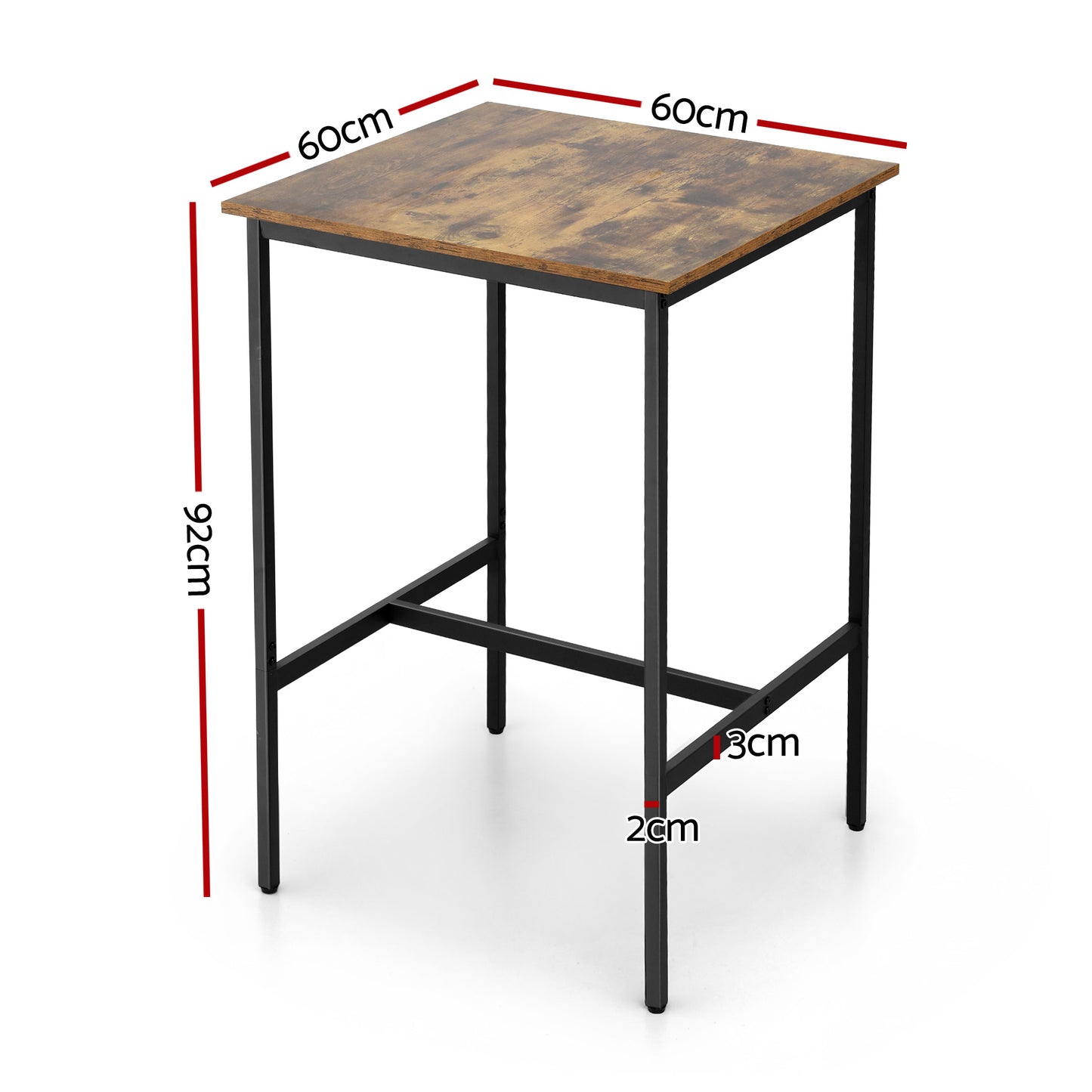 Artiss Bar Table Counter Kitchen Dining Desk Pub 60x92cm Vintage Metal Walnut