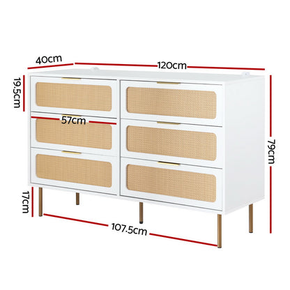 Artiss Chest of 6 Drawers Lowboy Cabinet White
