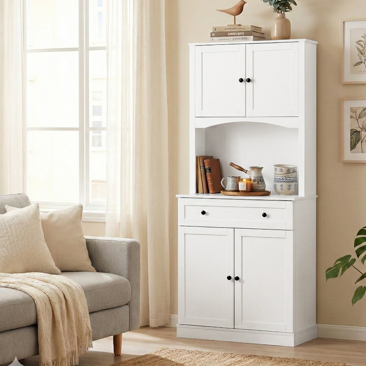Artiss Buffet Sideboard Cabinet Cupboard Pantry Storage Shelves Hutch White
