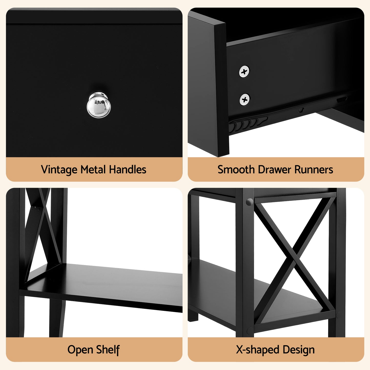 Artiss Console Table 2 Drawers 100CM Black