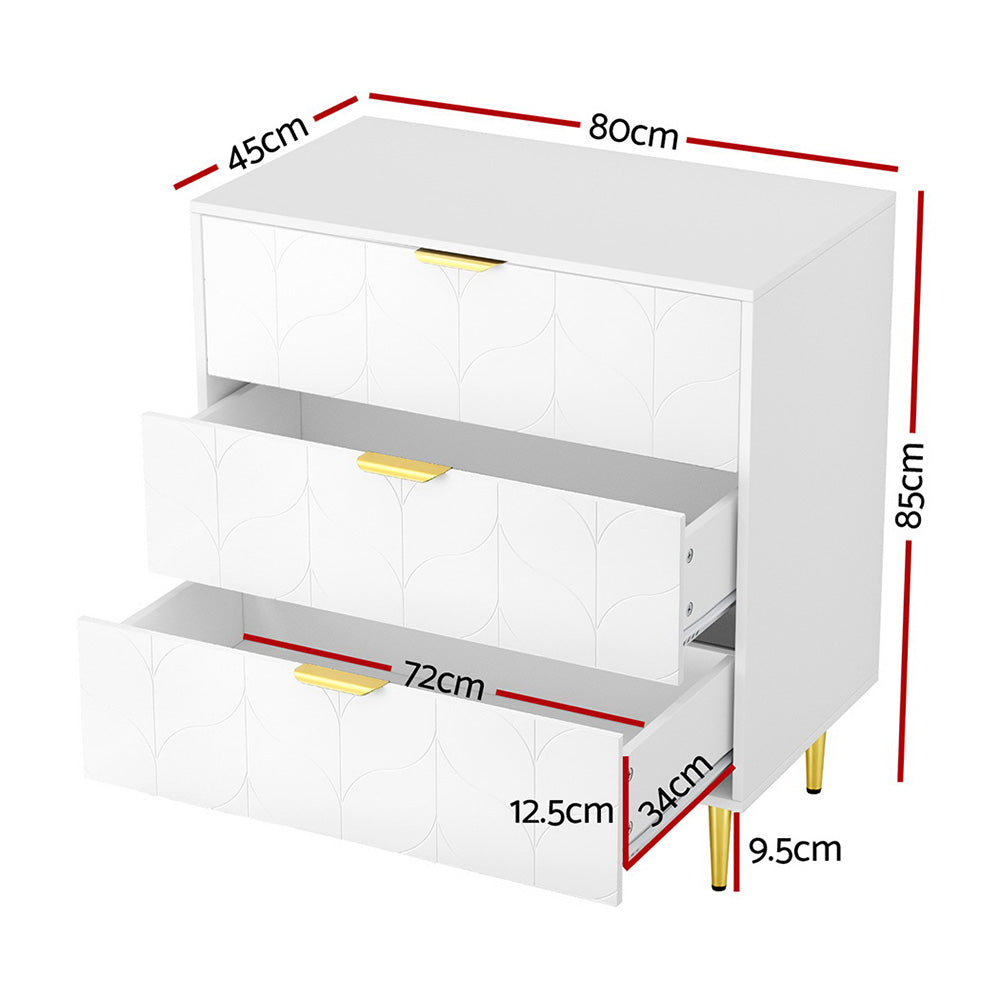 Artiss 3 Chest of Drawers Lowboy Cabinet White
