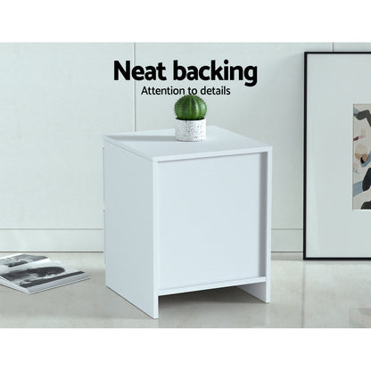 Artiss 2x Bedside Table 2 Drawers - PEPE White