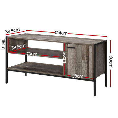 Artiss TV Cabinet Entertainment Unit Stand Storage Wood Industrial Rustic 124cm