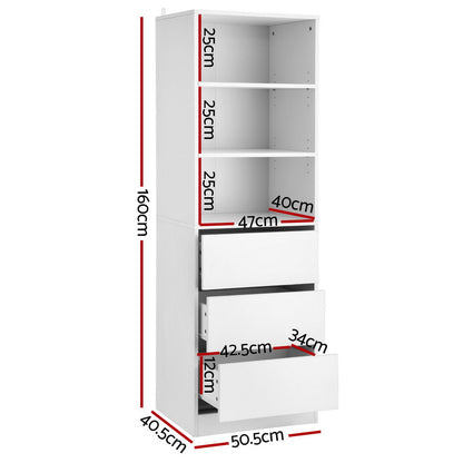 Artiss 3 Chest of Drawers Tallboy Cabinet White