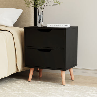 Artiss Bedside Table 2 Drawers - BODEN Black