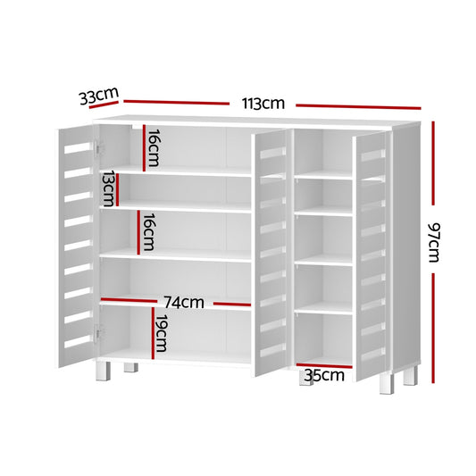 Artiss Shoe Rack Cabinet 30 Pairs Adjustable Shelf White