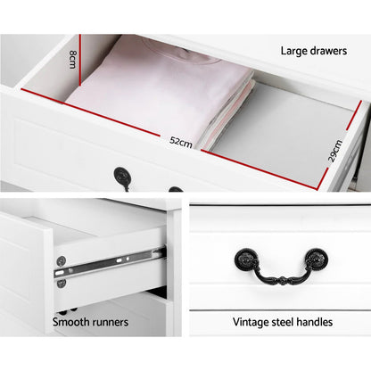 Artiss 6 Chest of Drawers - KUBI White
