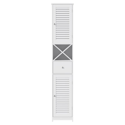 Artiss Bathroom Storage Cabinet 170cm Tall Slim Organiser Toilet Corner Adjustable Shelf Louver Door White