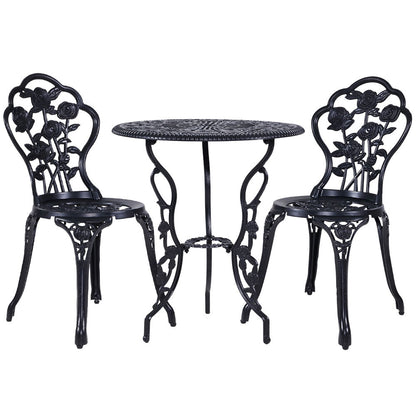 Gardeon 3PC Outdoor Setting Bistro Set Chairs Table Cast Aluminum Rose Black