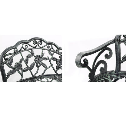 Gardeon Outdoor Garden Bench Seat 100cm Cast Aluminium Patio Chair Vintage Green