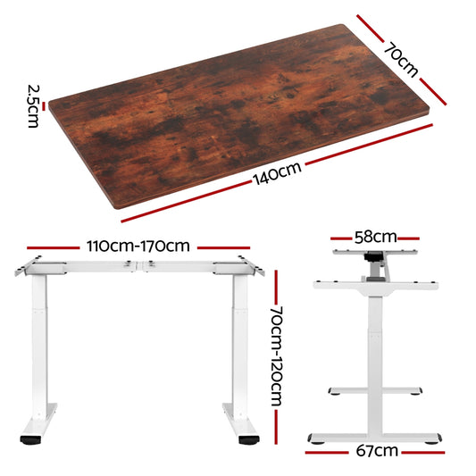 Artiss Standing Desk Motorised Dual Motor 140CM Rustic Brwon