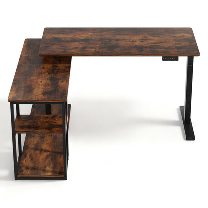 Artiss Electric Standing Desk Adjustable Motorised 120CM L Shaped Rustic Brown