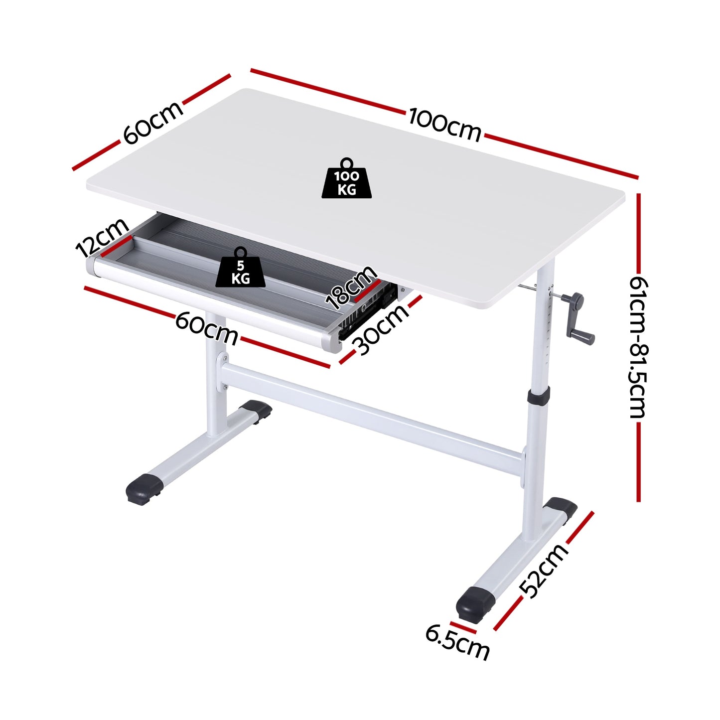 Artiss Standing Desk Height Adjustable Workstation Computer Desks Study 100CM White