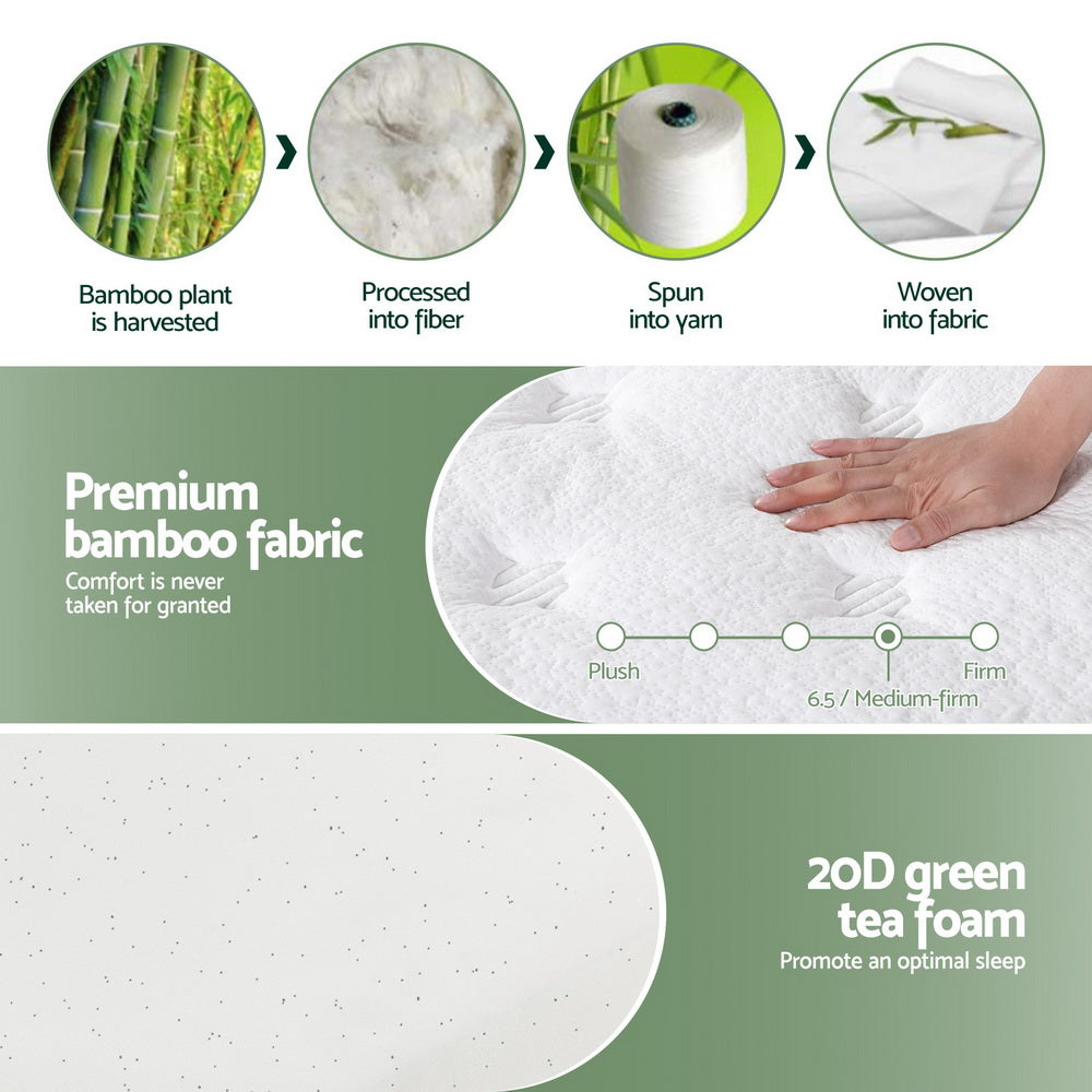 20cm Giselle Mattress King Single Green Tea Mattresses