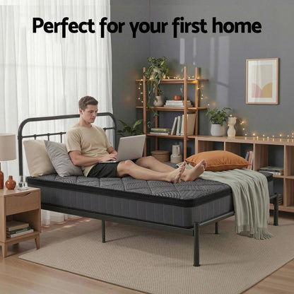 Giselle Bedding Single Mattress 25cm Pocket Spring Latex Euro Top Medium Firm Bed