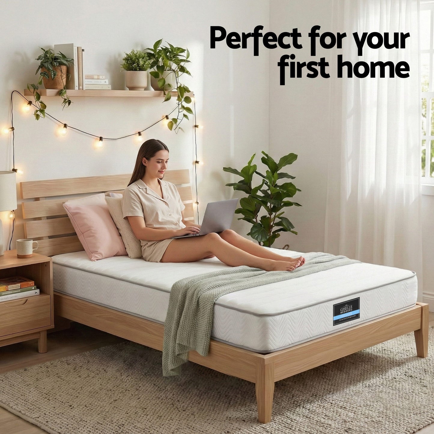 Giselle Single Mattress 20cm with Reinforced Edge Support Egg-Crate Foam