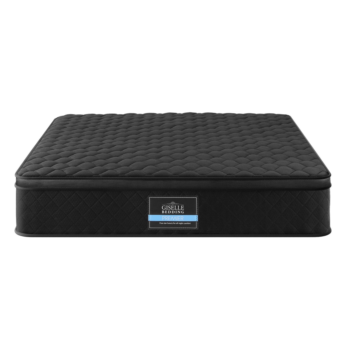 Giselle Bedding Queen Mattress 34cm Euro Top with 5-Zone Pocket Spring Support Black