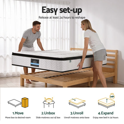 Giselle Bedding King Single Mattress 30cm Pocket Spring Euro Top Medium Firm Foam