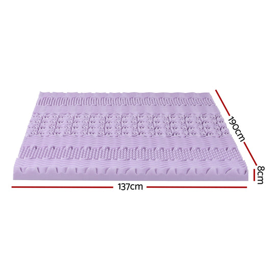 Giselle 8cm Memory Foam Mattress Topper Lavender Infused Bamboo Cover 7-Zone Double