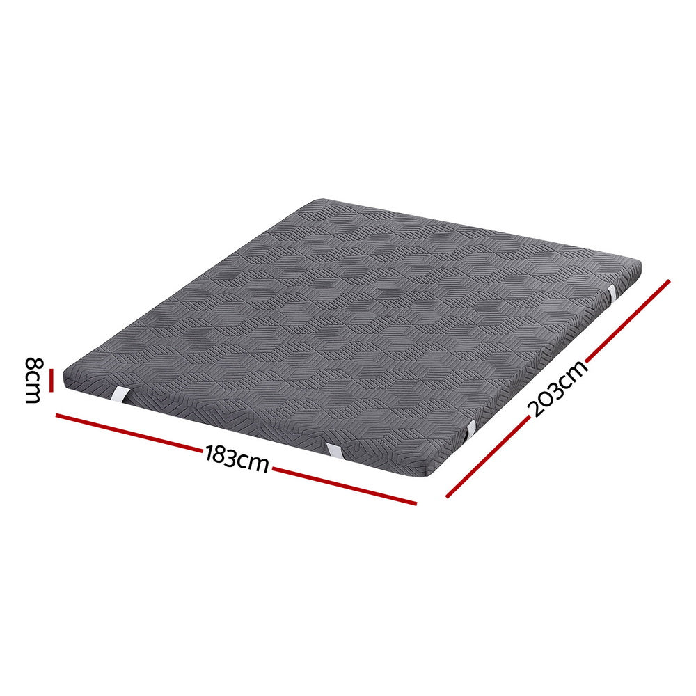 Giselle 8cm Memory Foam Mattress Topper Gel Dual Layer Foam Bamboo King