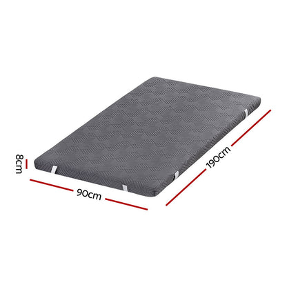 Giselle 8cm Memory Foam Mattress Topper Gel Dual Layer Foam Bamboo Single