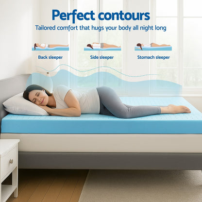 Giselle 12cm Memory Foam Mattress Topper Ventilated Cool Gel Bamboo Cover Queen