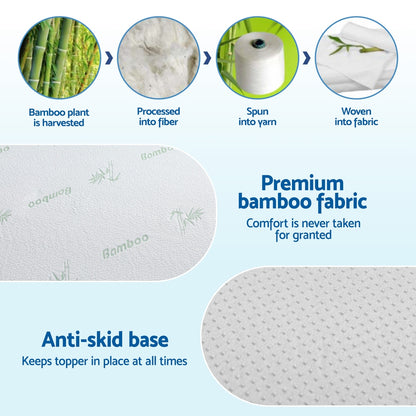 Giselle 12cm Memory Foam Mattress Topper Ventilated Cool Gel Bamboo Cover Single