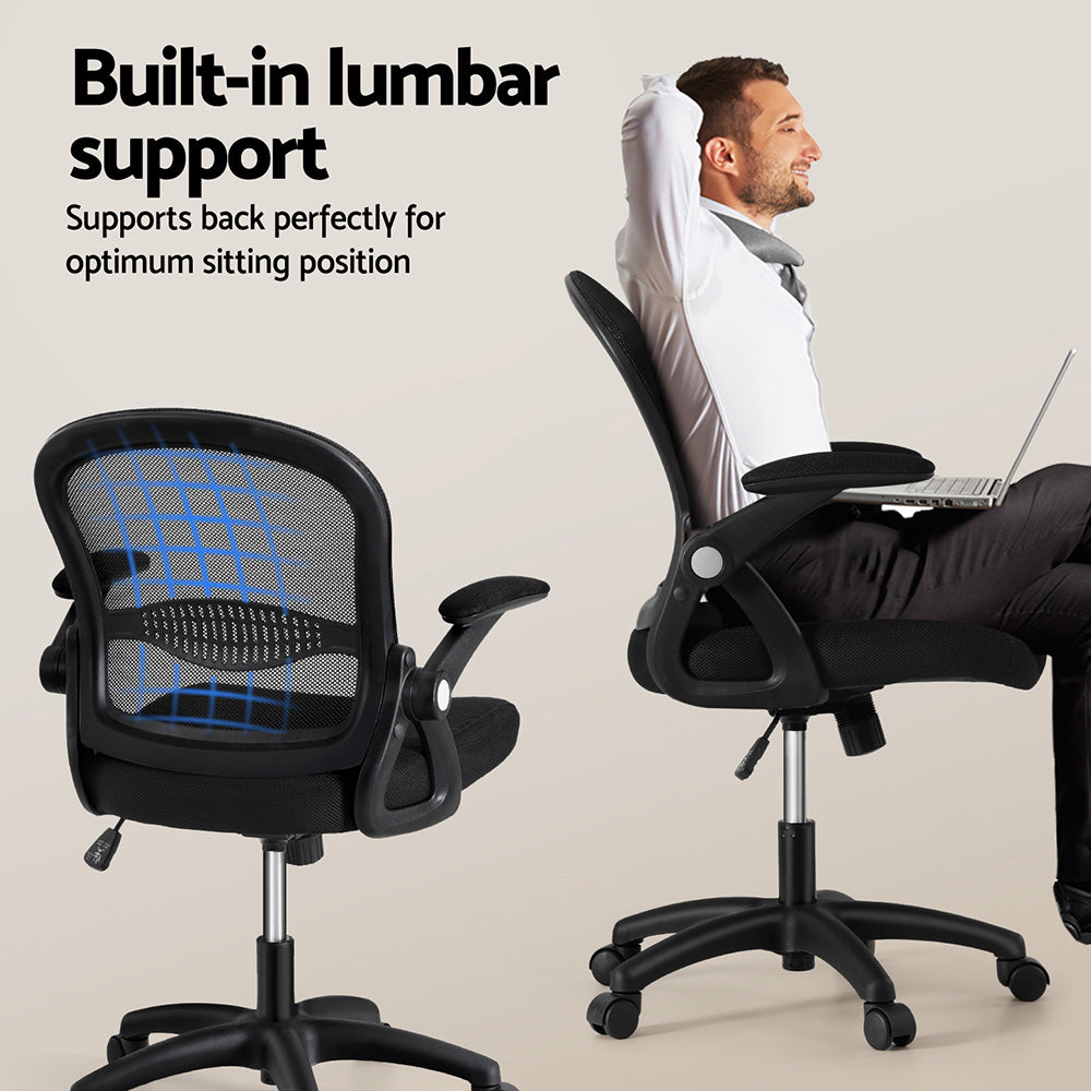 Artiss Computer Desk Mesh Office Chair Set Desks with Keyboard Shelf Try Black
