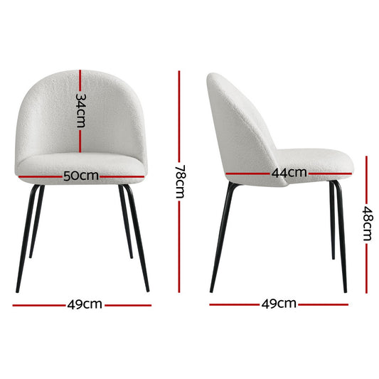 Artiss Dining Chairs Set of 4 Sherpa Boucle White