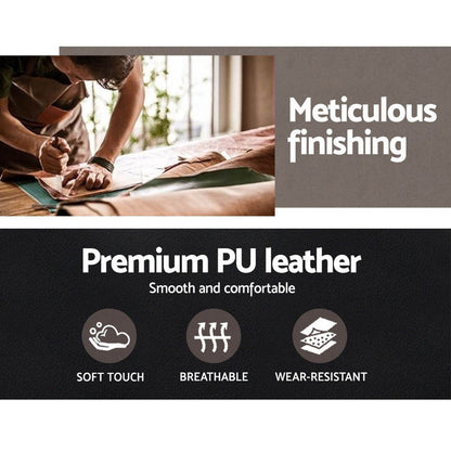 Artiss Wooden Office Chair Leather Seat Black