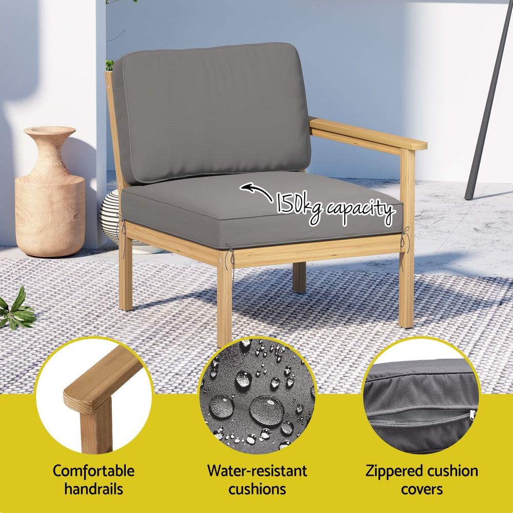 Gardeon 5-Seater Outdoor Sofa Set Wooden Lounge Setting 6PCS