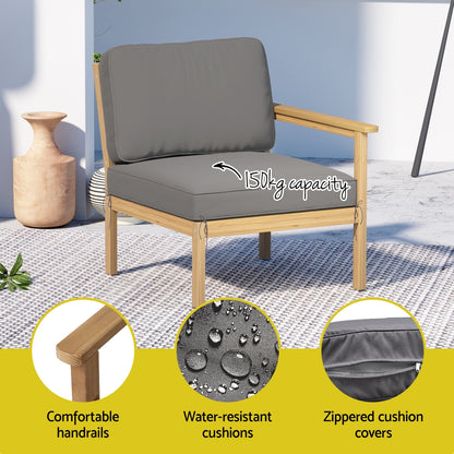 Gardeon 5-Seater Outdoor Sofa Set Wooden Lounge Setting 6PCS