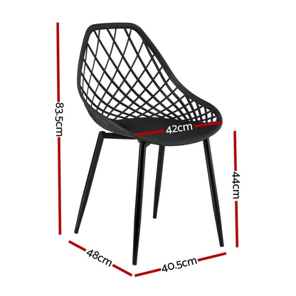 Gardeon 4PC Outdoor Dining Chairs PP Lounge Chair Patio Garden Furniture Black