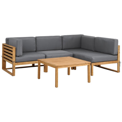 Gardeon 4-Piece Outdoor Sofa Set Wooden Couch Lounge Setting 5PCS