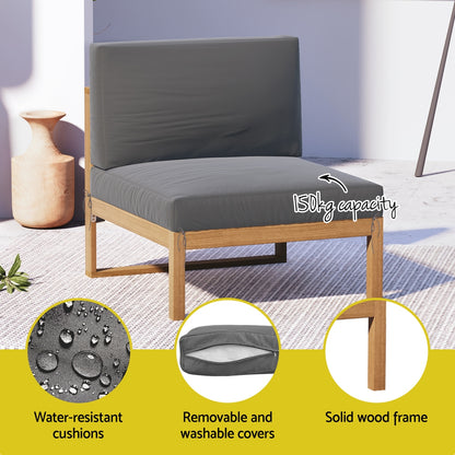 Gardeon 4-Piece Outdoor Sofa Set Wooden Couch Lounge Setting 5PCS