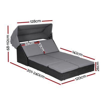 Gardeon Outdoor Day Bed Sun Lounge Setting Wicker Lounger Patio Furniture